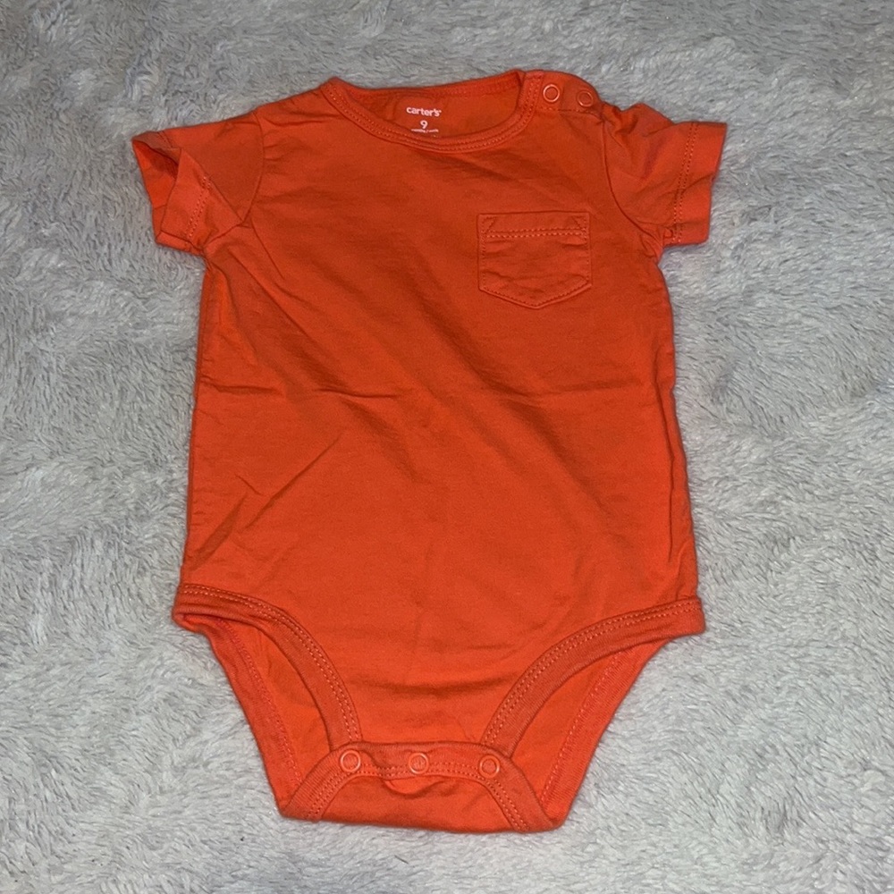 (3 for $10) carters orange bodysuit short sleeve 9 months